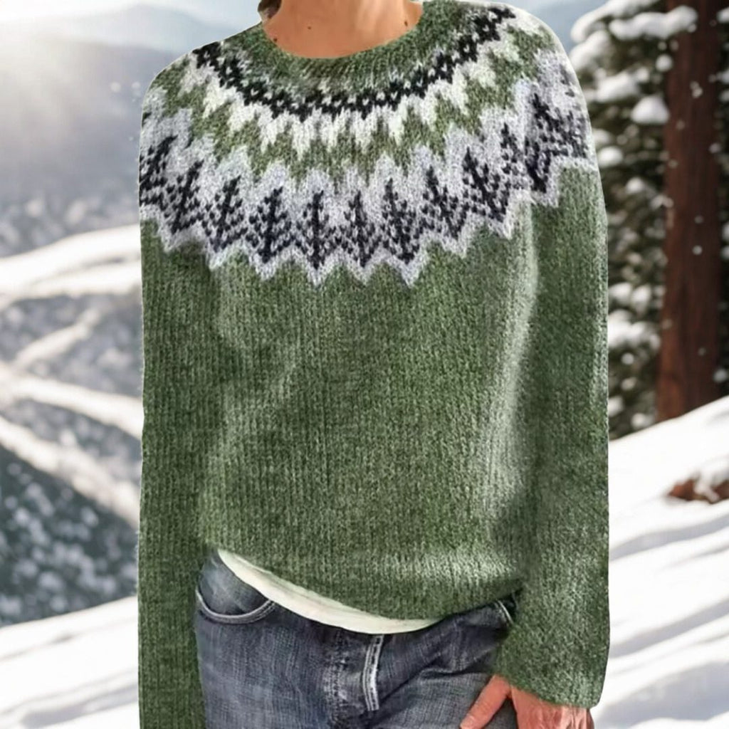 Hazel | Women's Crewneck Sweater | Fair Isle · PNY