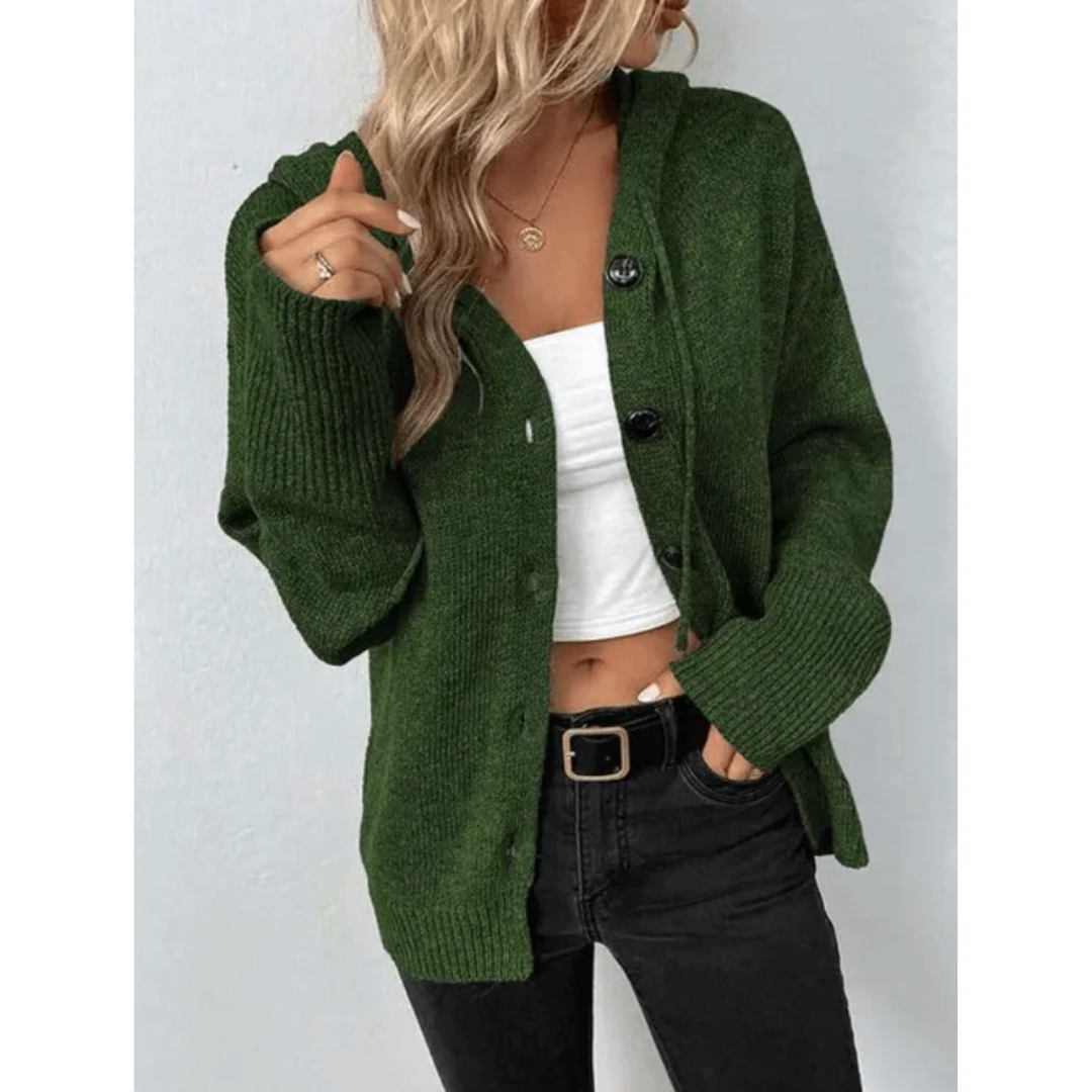 Hazel | Women's Hooded Cardigan | Button-Front · PNY