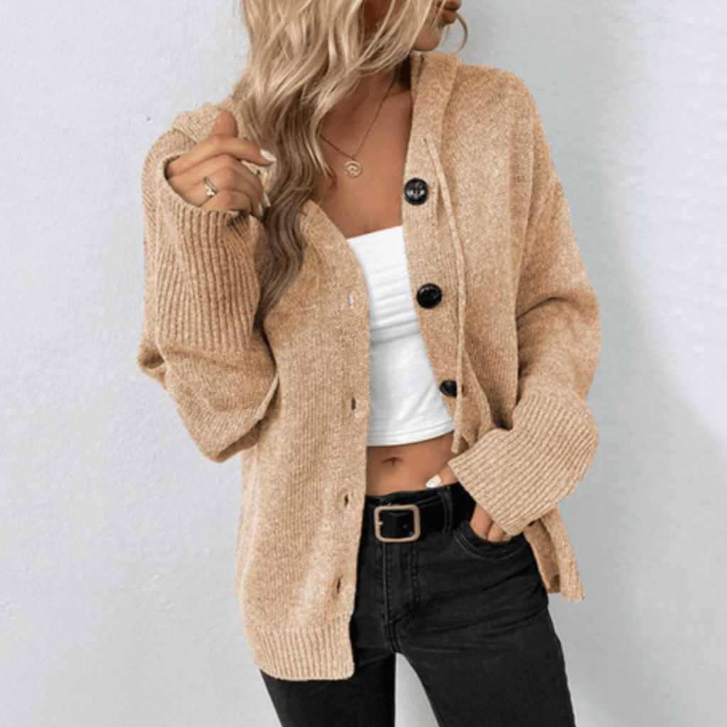 Hazel | Women's Hooded Cardigan | Button-Front · PNY