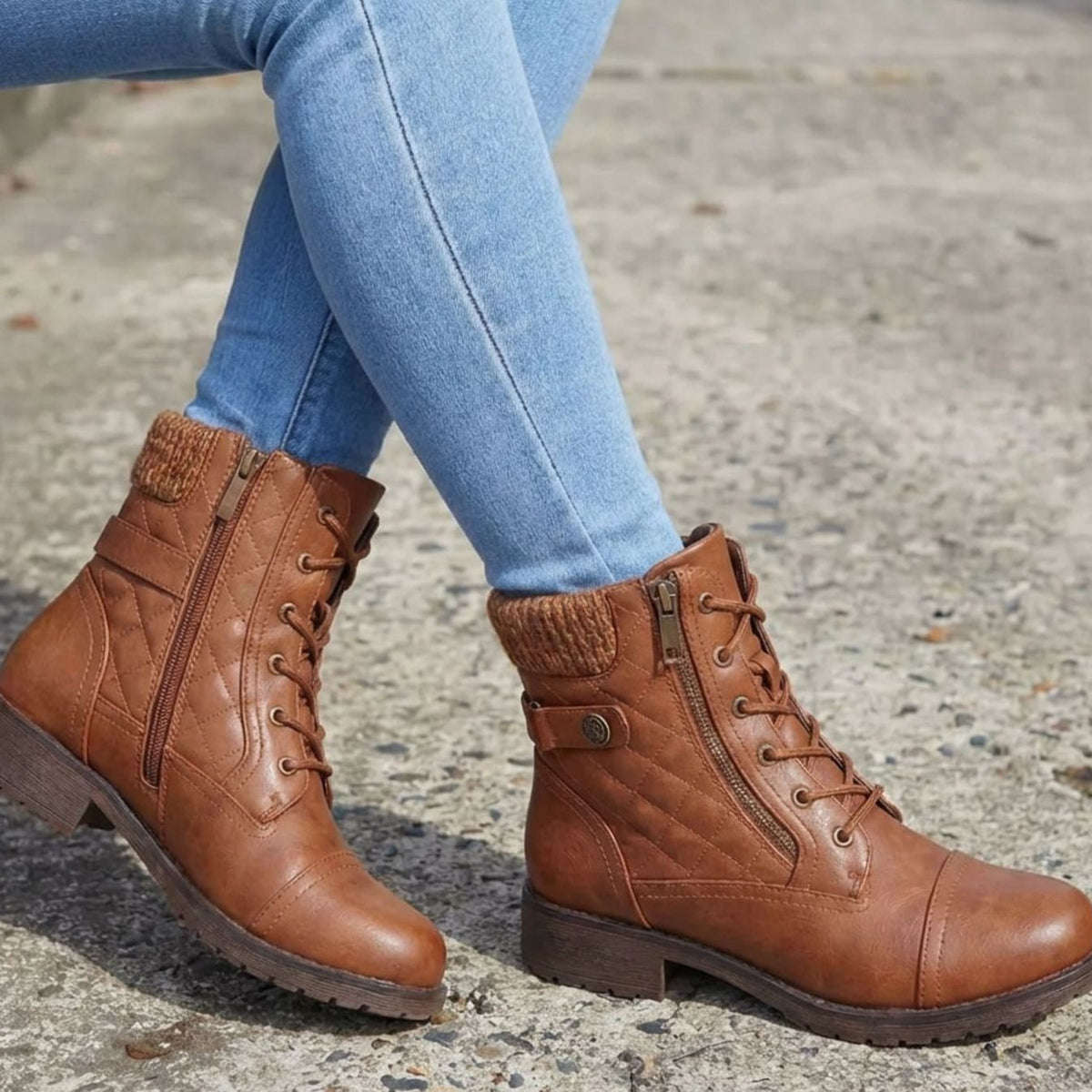 Hazel | Women's Lace-Up Boots | Side Zip · PNY