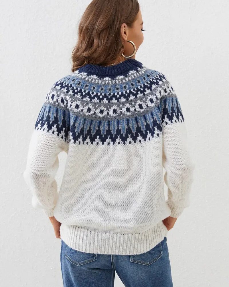 Hazel | Women's Mock-Neck Sweater | Fair Isle · PNY