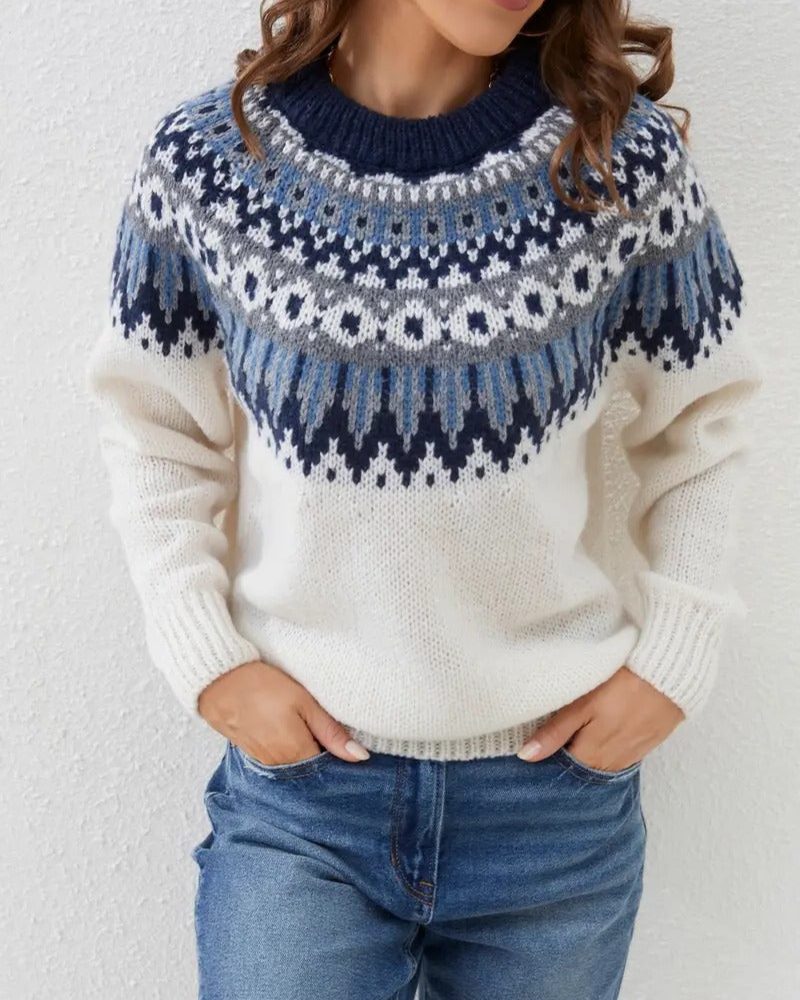 Hazel | Women's Mock-Neck Sweater | Fair Isle · PNY