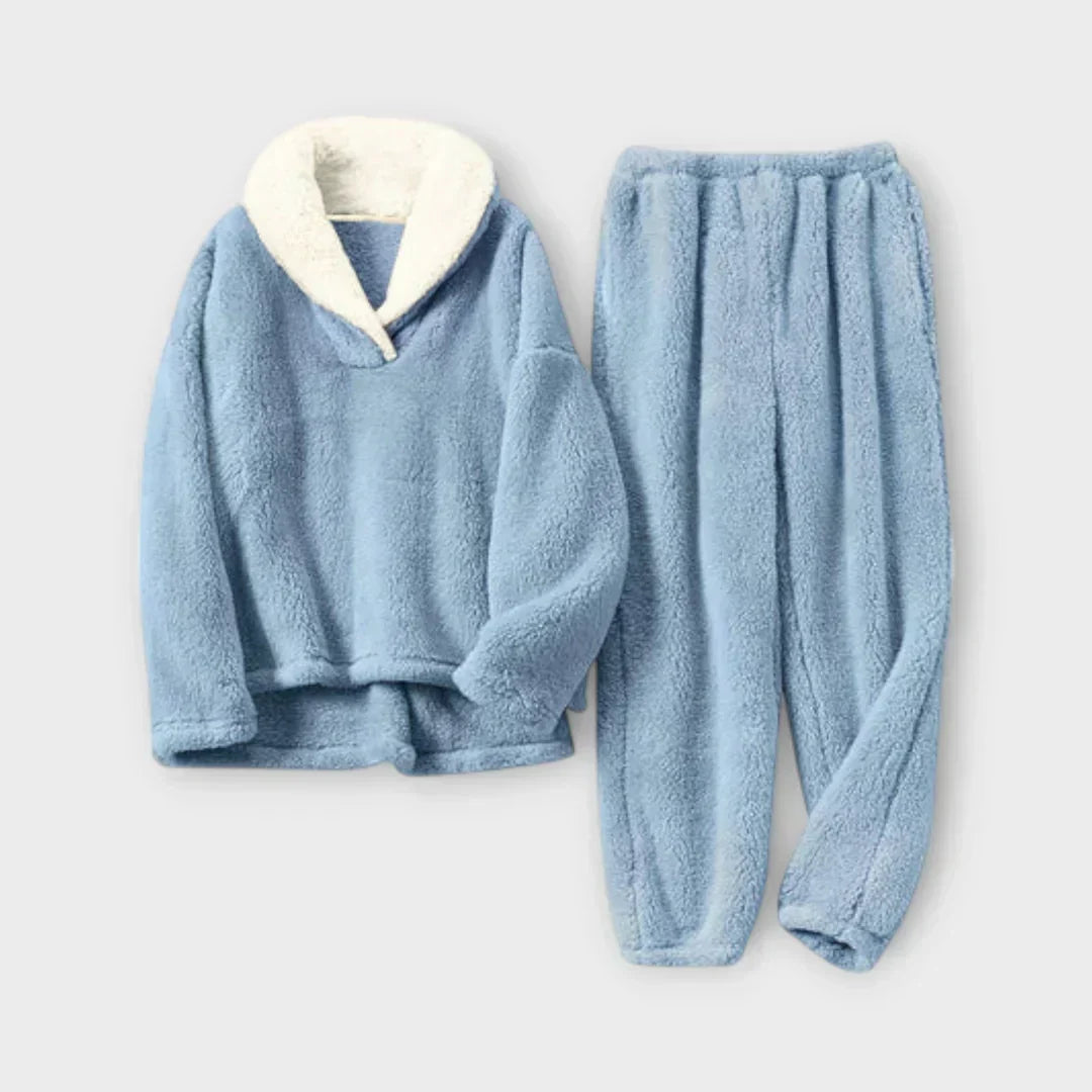 Hazel | Women's Shawl-Collar Pajama Set | Plush Fleece · PNY