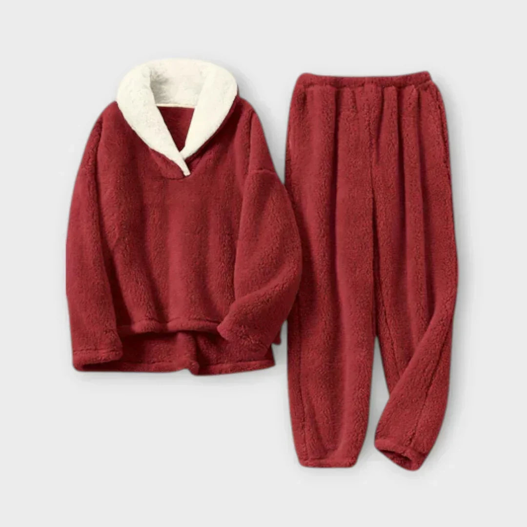 Hazel | Women's Shawl-Collar Pajama Set | Plush Fleece · PNY