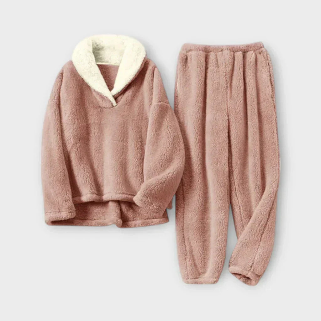 Hazel | Women's Shawl-Collar Pajama Set | Plush Fleece · PNY