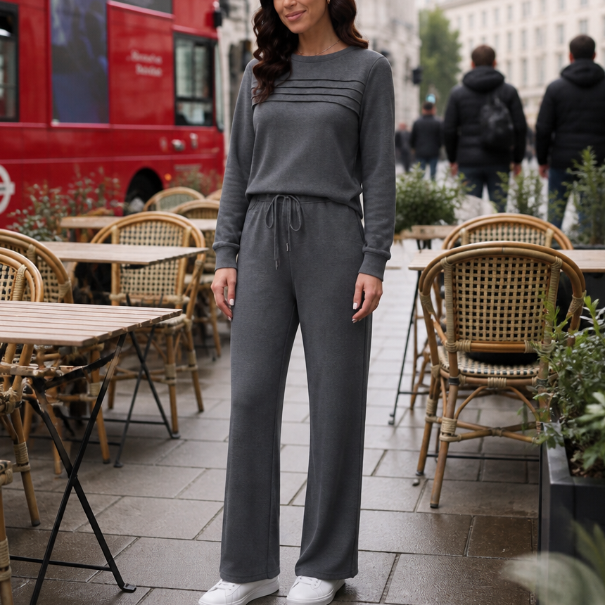 Hazel | Women's Wide-Leg Loungewear Set | Drawstring · PNY