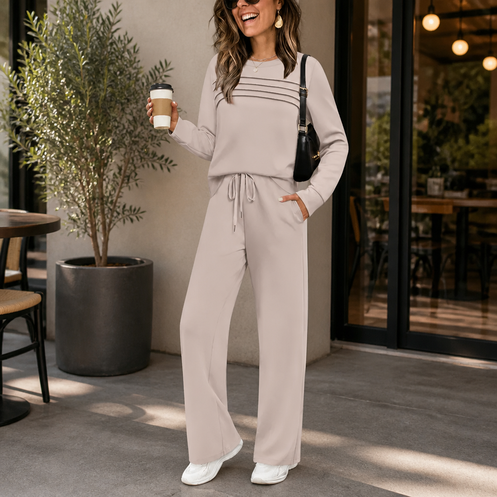 Hazel | Women's Wide-Leg Loungewear Set | Drawstring · PNY