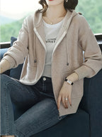 Hazel | Women's Zip-Up Hooded Cardigan | Drawstring Hood · PNY