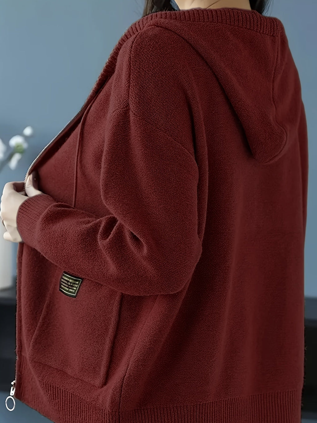 Hazel | Women's Zip-Up Hooded Cardigan | Drawstring Hood · PNY