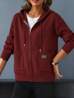 Hazel | Women's Zip-Up Hooded Cardigan | Drawstring Hood · PNY