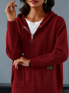 Hazel | Women's Zip-Up Hooded Cardigan | Drawstring Hood · PNY