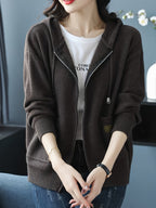 Hazel | Women's Zip-Up Hooded Cardigan | Drawstring Hood · PNY