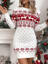 Holly | Women's Crewneck Sweater Dress | Fair Isle