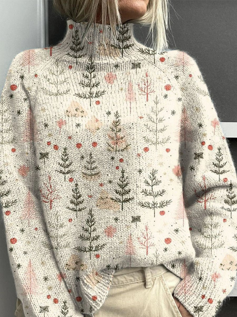 Holly | Women's Turtleneck Sweater | Tree Pattern · PNY