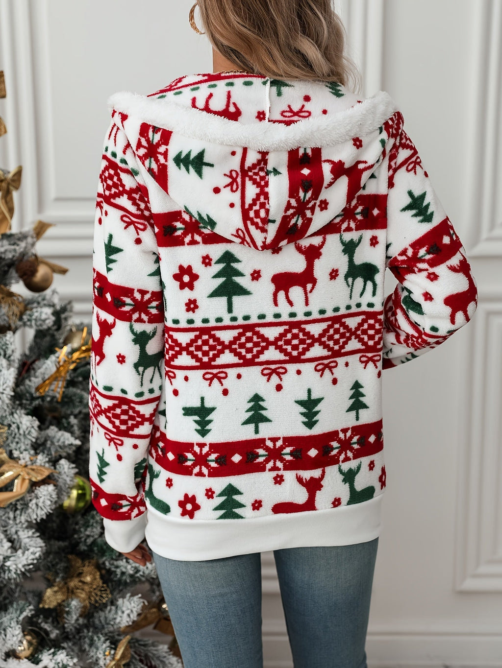 Holly | Women's Zip-Up Hoodie | Fleece Christmas · PNY