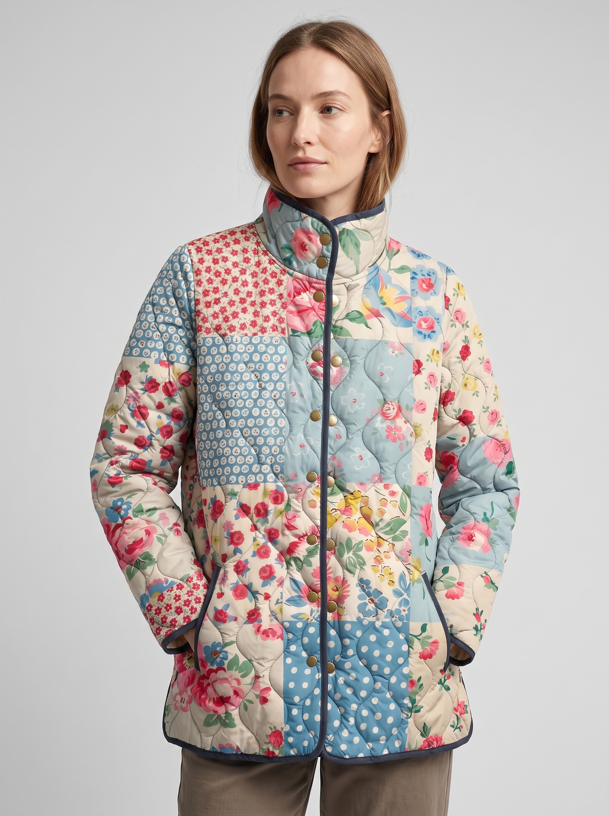 Isabel | Women's Quilted Jacket | Floral Patchwork · PNY