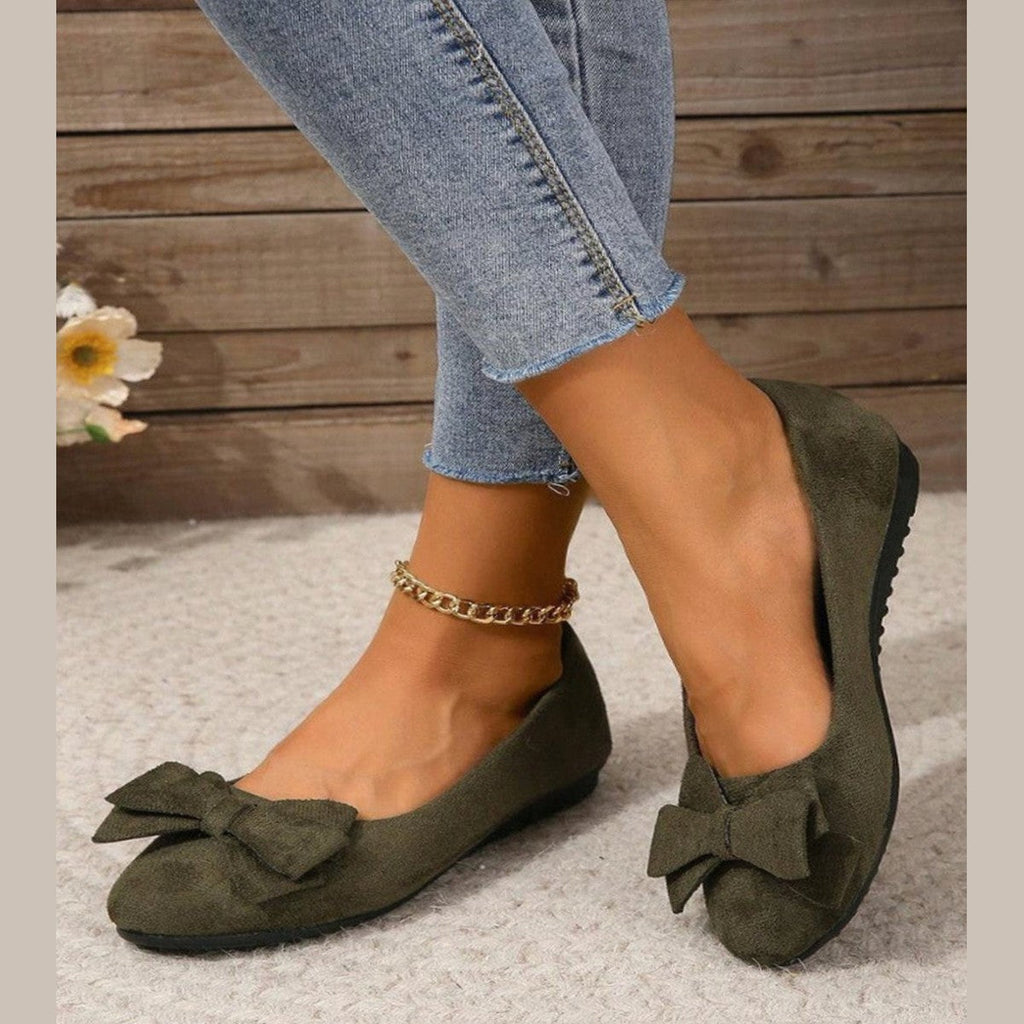 Isabel | Women's Slip-On Flats | Bow Accent · PNY