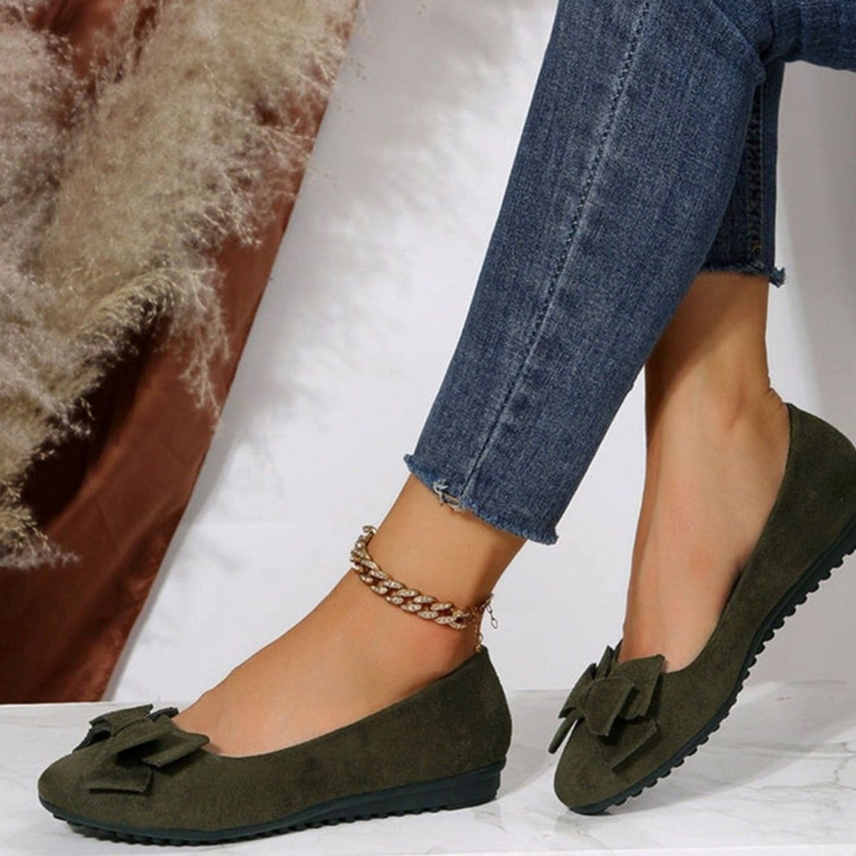 Isabel | Women's Slip-On Flats | Bow Accent · PNY