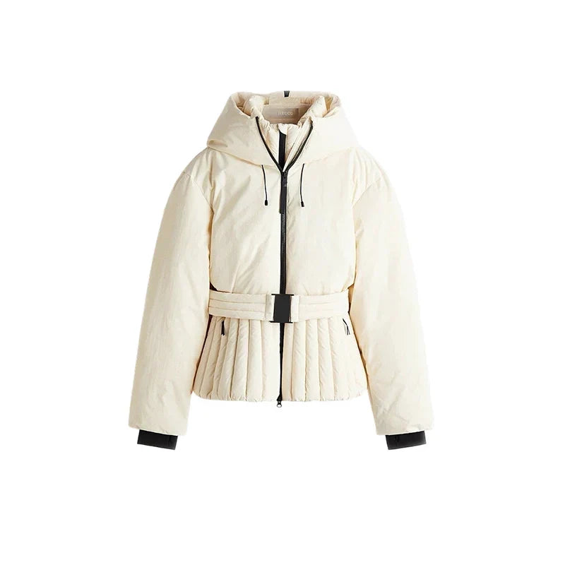 Isla | Women's Hooded Puffer Jacket | Belted Waist · PNY