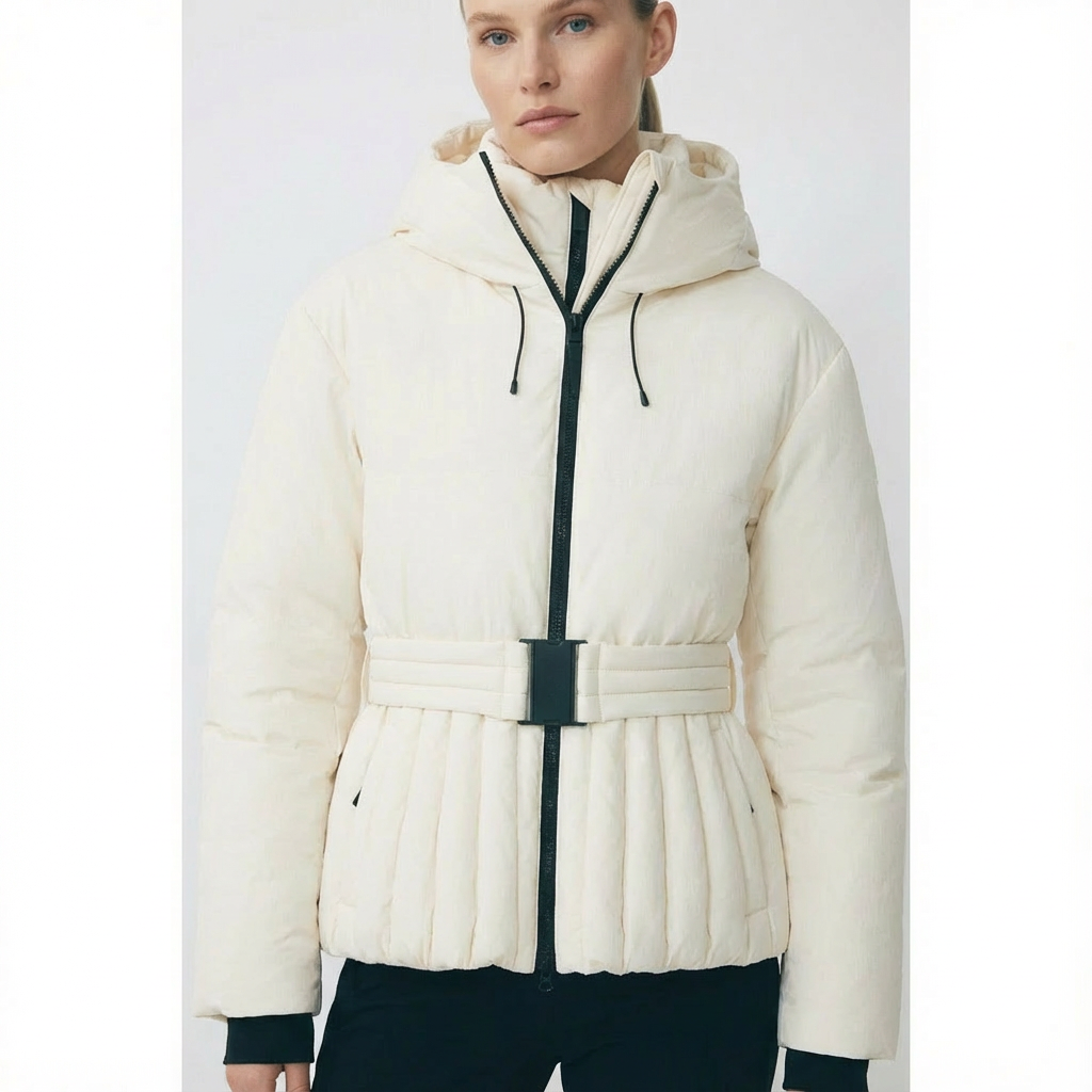 Isla | Women's Hooded Puffer Jacket | Belted Waist · PNY