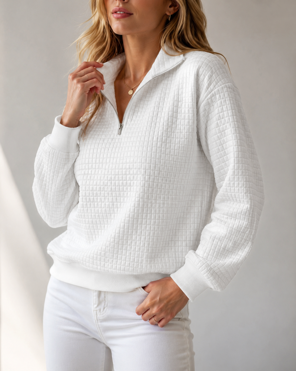 Mabel | Women's Half-Zip Sweatshirt | Waffle-Knit · PNY