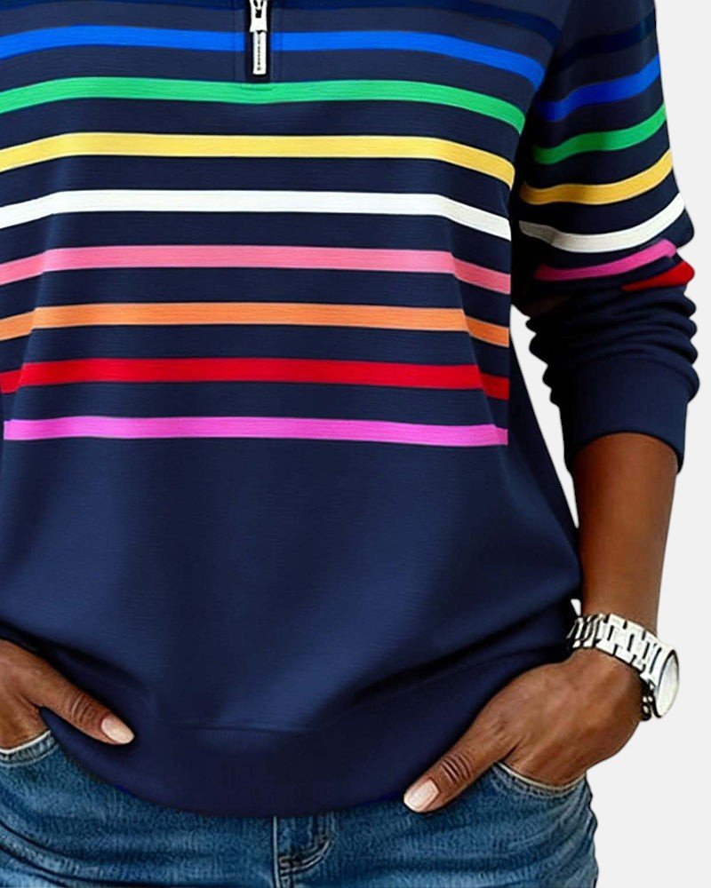 Madison | Women's Half-Zip Sweatshirt | Striped · PNY