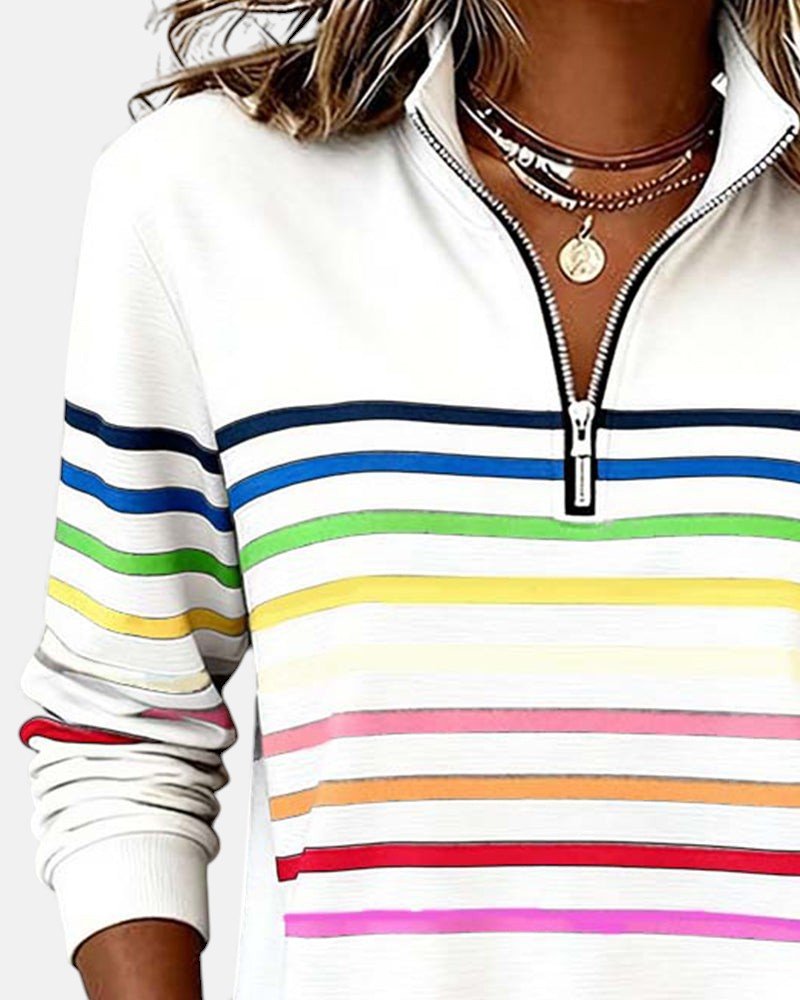 Madison | Women's Half-Zip Sweatshirt | Striped · PNY