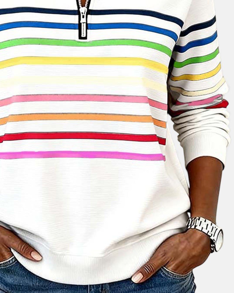 Madison | Women's Half-Zip Sweatshirt | Striped · PNY