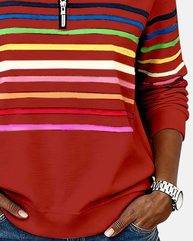 Madison | Women's Half-Zip Sweatshirt | Striped · PNY