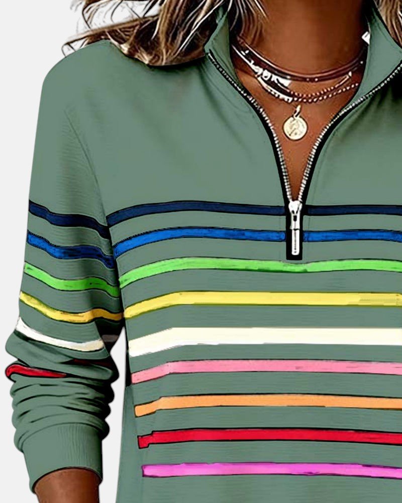 Madison | Women's Half-Zip Sweatshirt | Striped · PNY