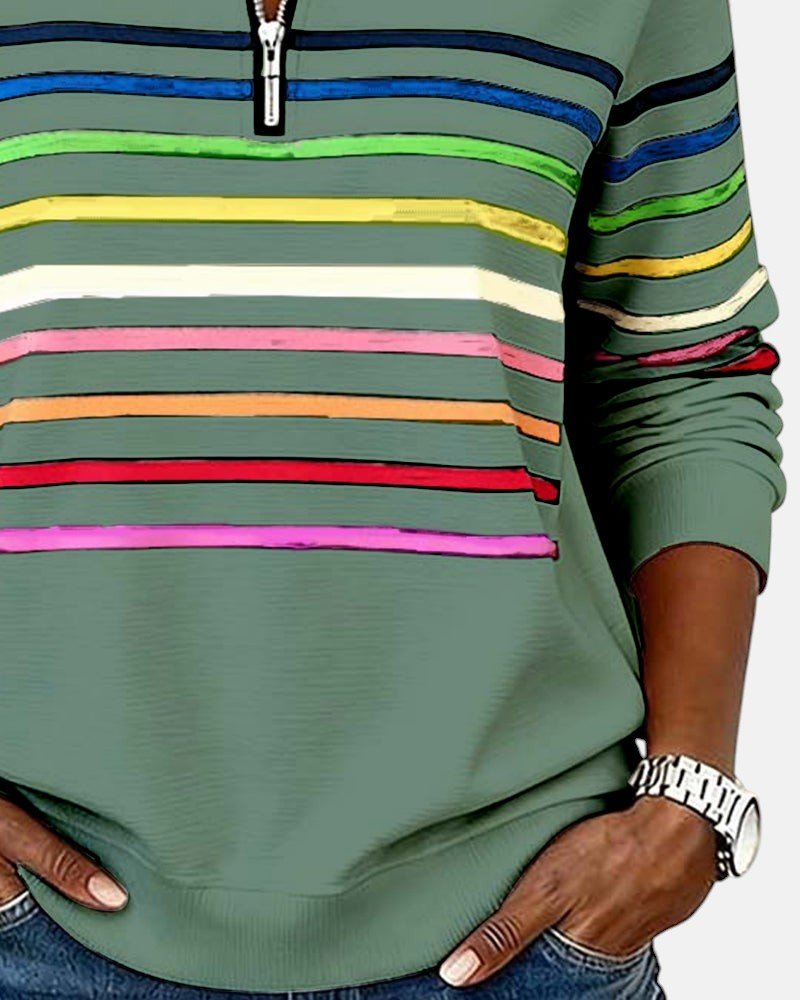 Madison | Women's Half-Zip Sweatshirt | Striped · PNY