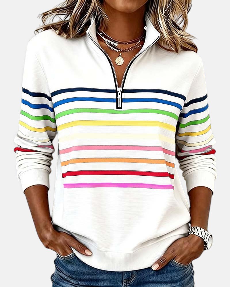 Madison | Women's Half-Zip Sweatshirt | Striped · PNY