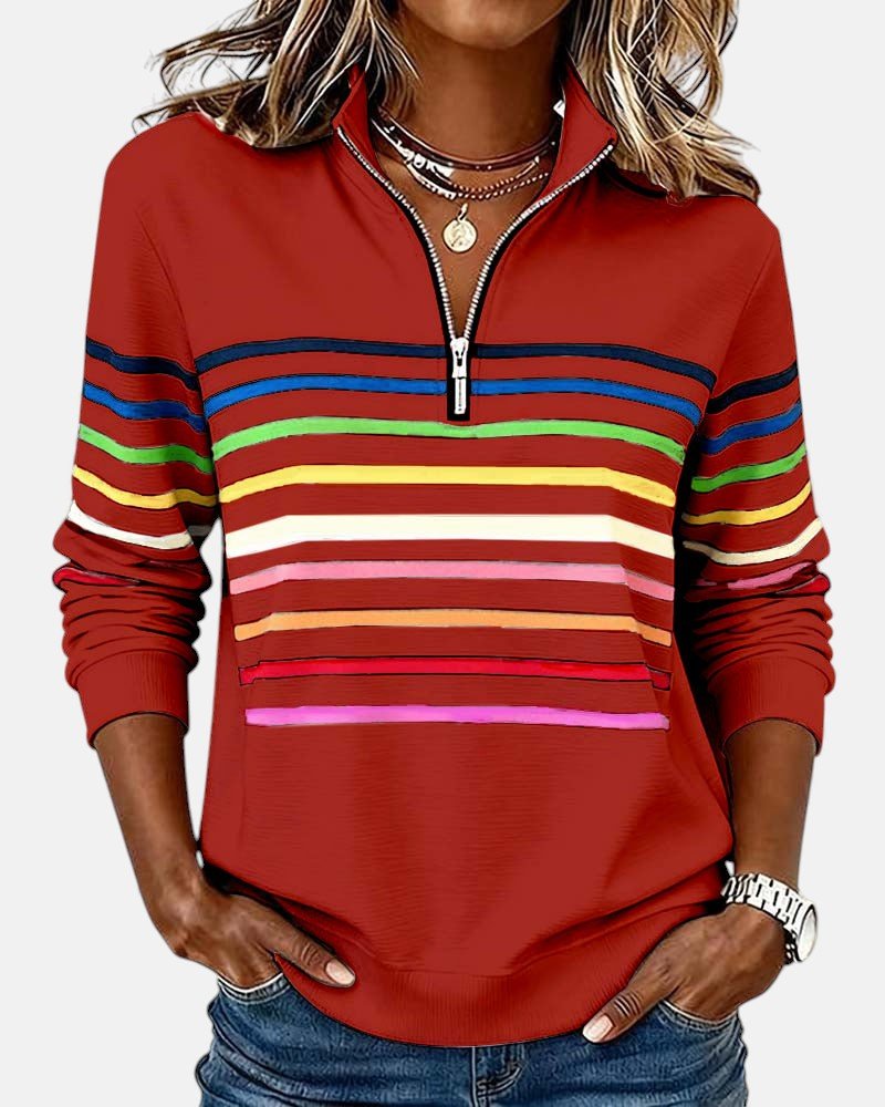 Madison | Women's Half-Zip Sweatshirt | Striped · PNY