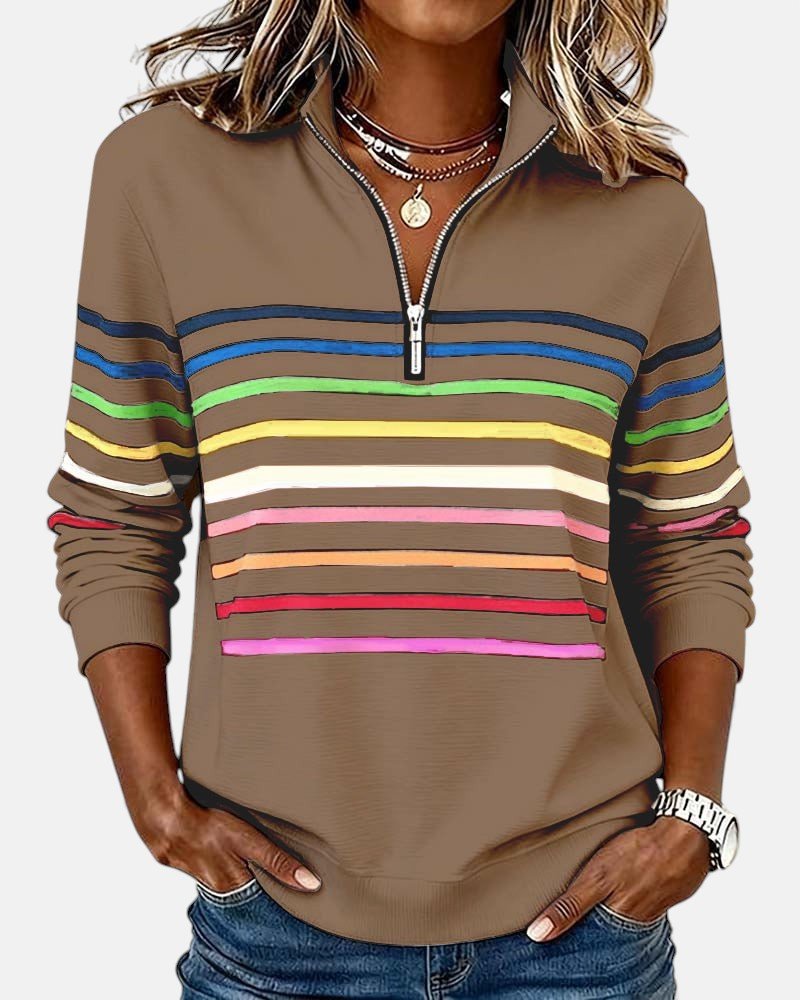 Madison | Women's Half-Zip Sweatshirt | Striped · PNY