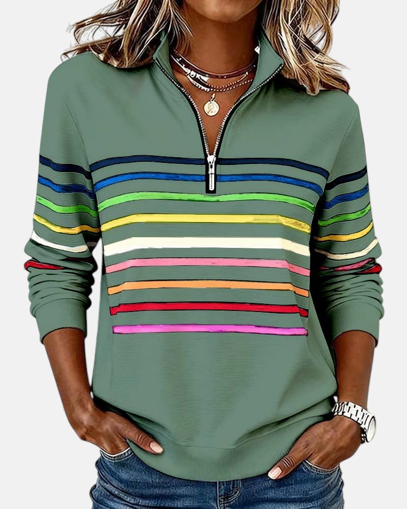 Madison | Women's Half-Zip Sweatshirt | Striped · PNY