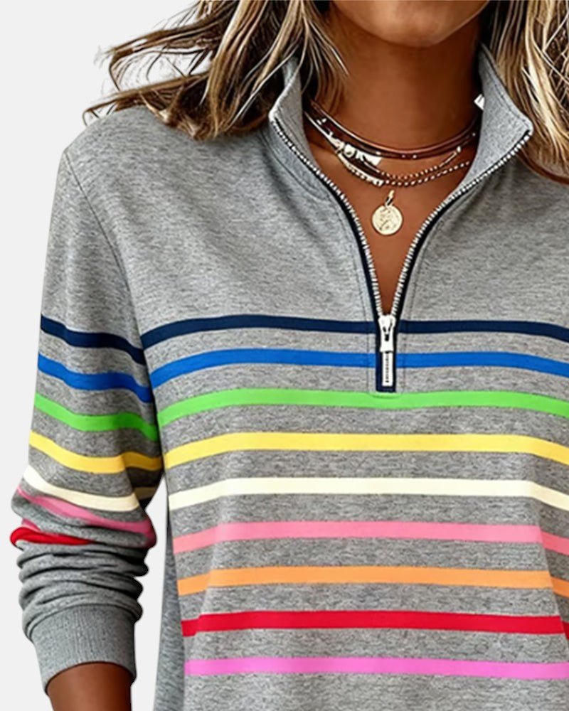 Madison | Women's Half-Zip Sweatshirt | Striped · PNY