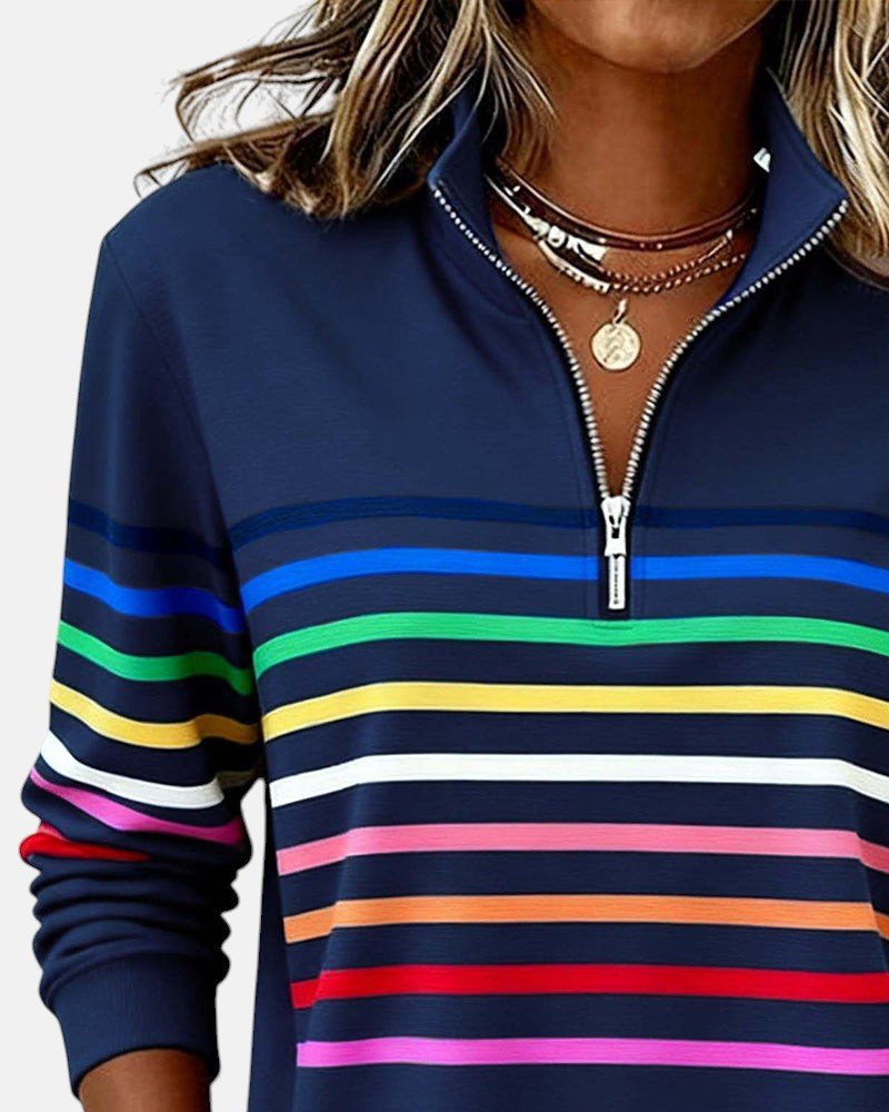 Madison | Women's Half-Zip Sweatshirt | Striped · PNY