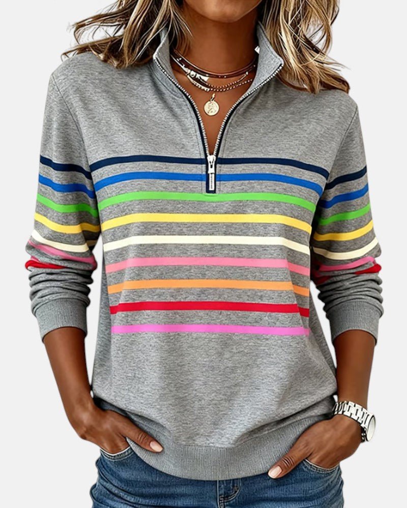 Madison | Women's Half-Zip Sweatshirt | Striped · PNY