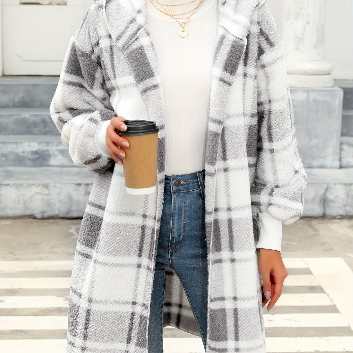 Maggie | Women's Plaid Hooded Cardigan | Fleece · PNY
