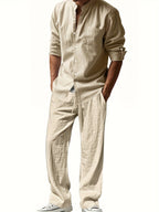 Marcus | Men's Band-Collar Shirt Set | Chest Pocket · PNY