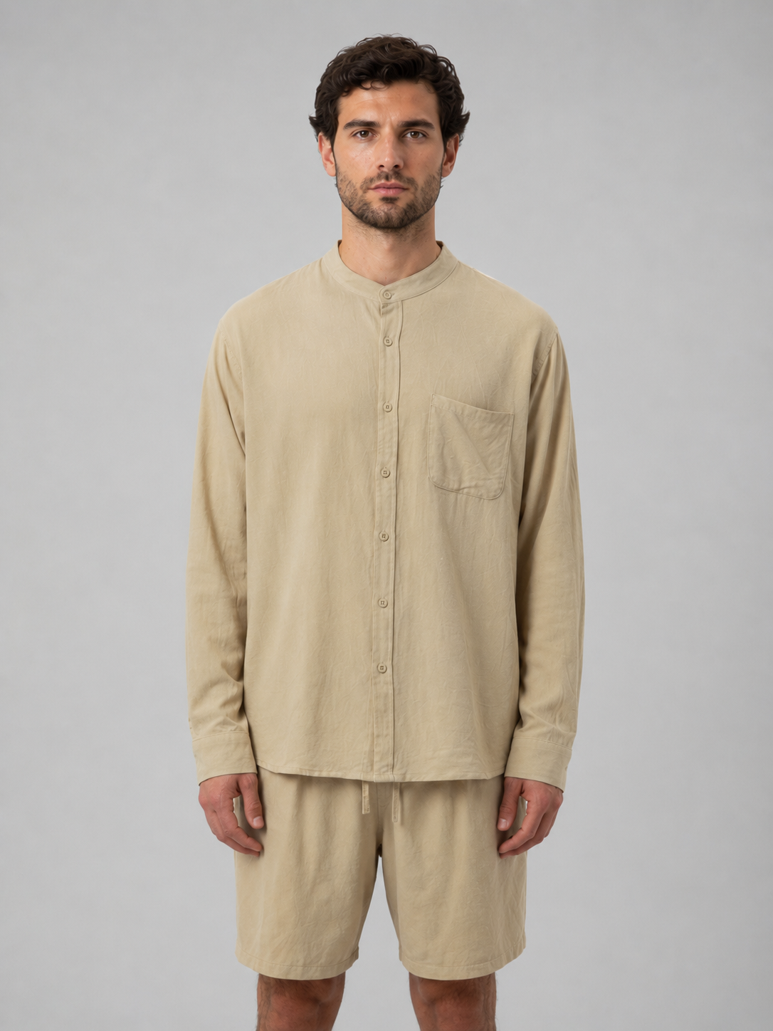 Marcus | Men's Band-Collar Shirt Set | Chest Pocket · PNY