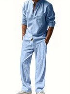 Marcus | Men's Band-Collar Shirt Set | Chest Pocket · PNY