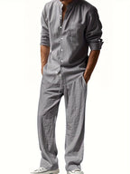 Marcus | Men's Band-Collar Shirt Set | Chest Pocket · PNY