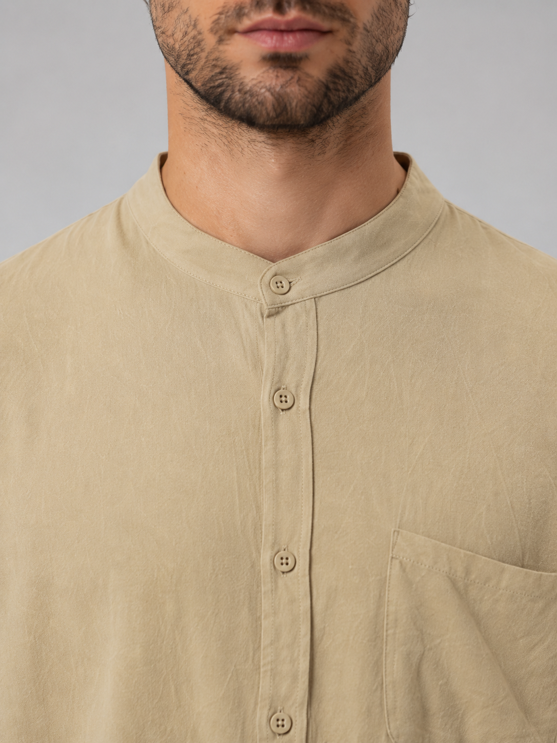 Marcus | Men's Band-Collar Shirt Set | Chest Pocket · PNY