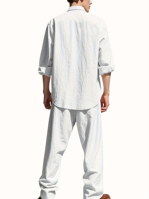 Marcus | Men's Band-Collar Shirt Set | Chest Pocket · PNY