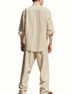 Marcus | Men's Band-Collar Shirt Set | Chest Pocket · PNY