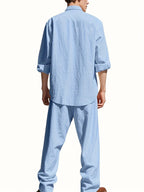 Marcus | Men's Band-Collar Shirt Set | Chest Pocket · PNY