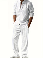 Marcus | Men's Band-Collar Shirt Set | Chest Pocket · PNY