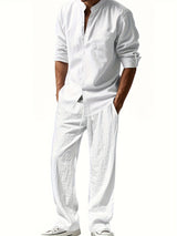 Elliot | Men's Mandarin-Collar Outfit Set | Pocket Detail