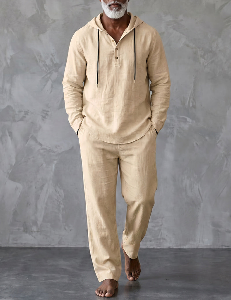 Marcus | Men's Hooded Lounge Set | Henley Top · PNY